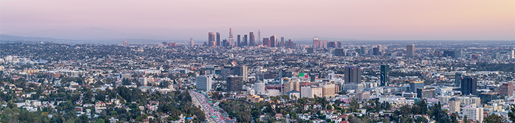 A skyline of Los Angeles County, the home of New Omni Bank